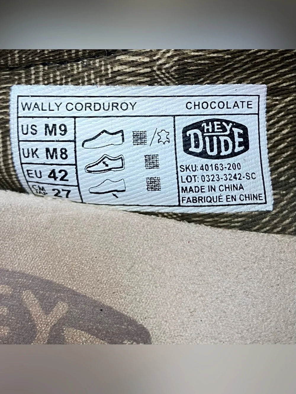 Hey Dude Men’s Size 9.0 Wally Corduroy Chocolate Brown Casual Slip On Loafers
